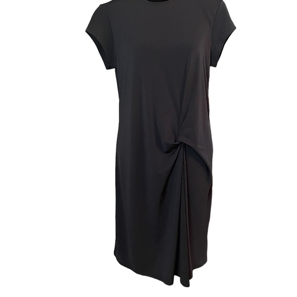 H by Halston, front twist knot dress, black, size small - Picture 2 of 8